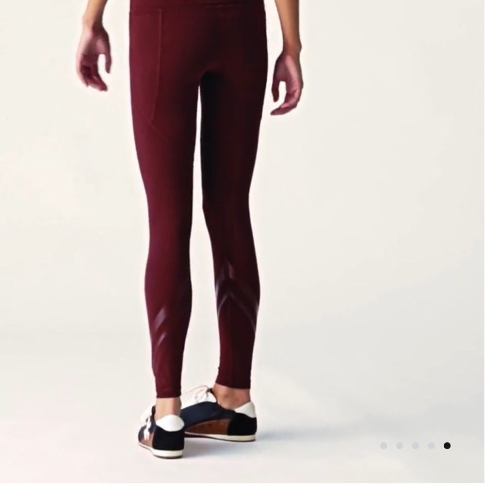 TORY SPORT HIGH Rise Compression Melange Side Pocket Legging Maron S Like New - Picture 5 of 7